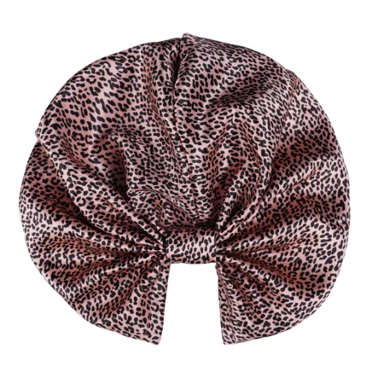 Новое поступление, роскошный тюрбан для волос из 100% шелка с леопардовым принтом и крестом 6A для женщин
